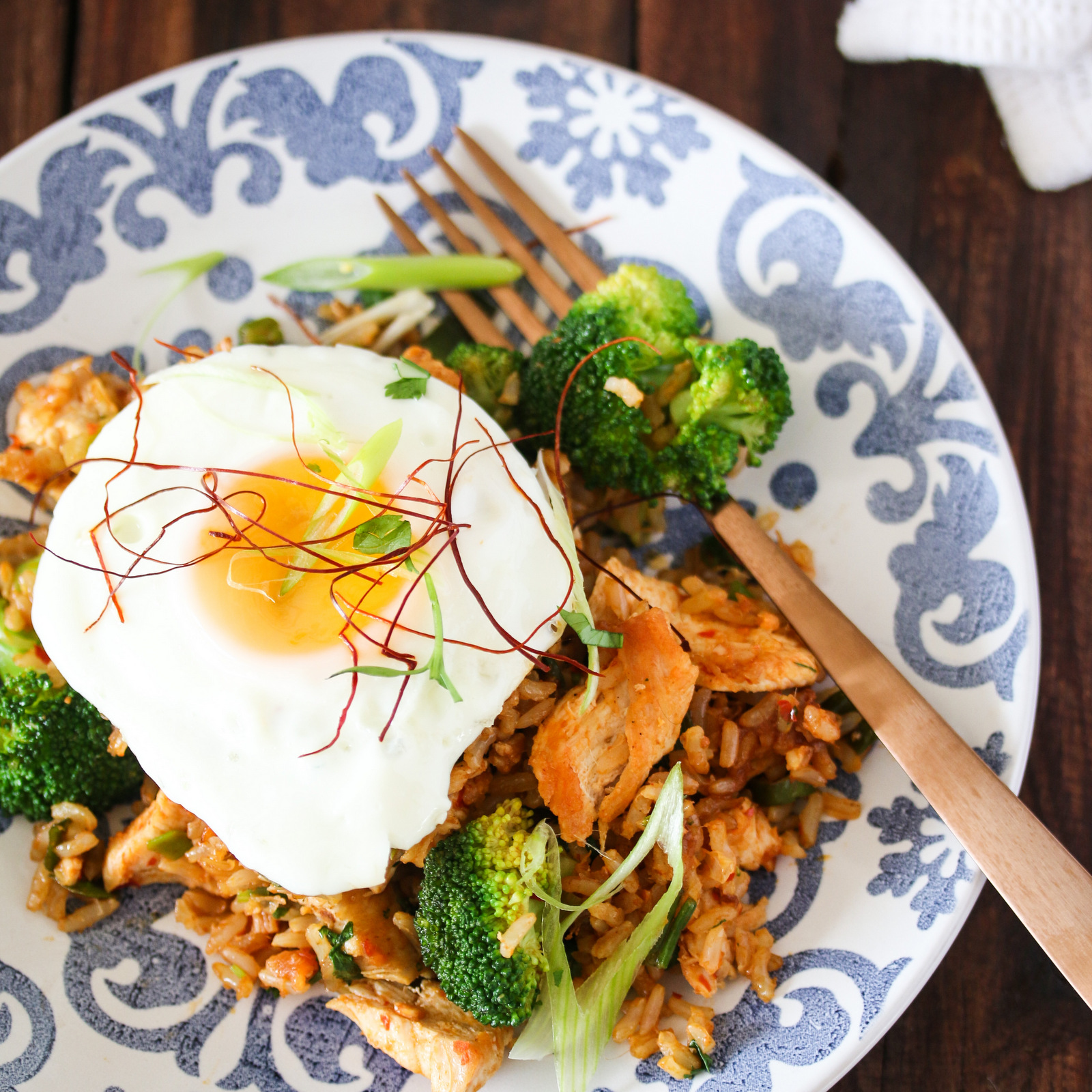 Nasi Goreng with Chicken and Broccoli prepared in an AMC 30 cm Gourmet Paella